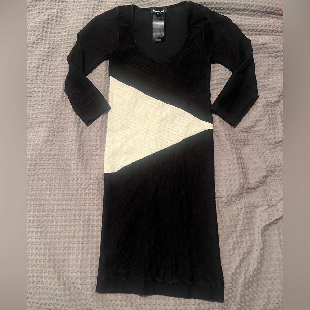 Bebe Black and White Bodycon Dress
